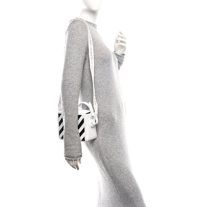 Off-White Saffiano Striped Mini Diag Binder Clip Bag White Black 2 of 11