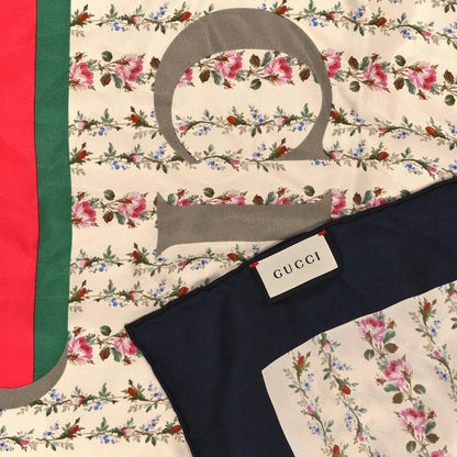 Gucci Silk Twill Gucci Rose Series Square Scarf Ivory Black 2 of 3