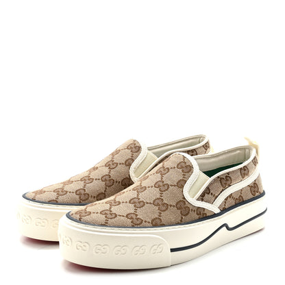 Gucci GG Monogram Womens 1977 Tennis Slip On 30mm Sneakers 36 Beige Ebony Mystic White 4 of 9