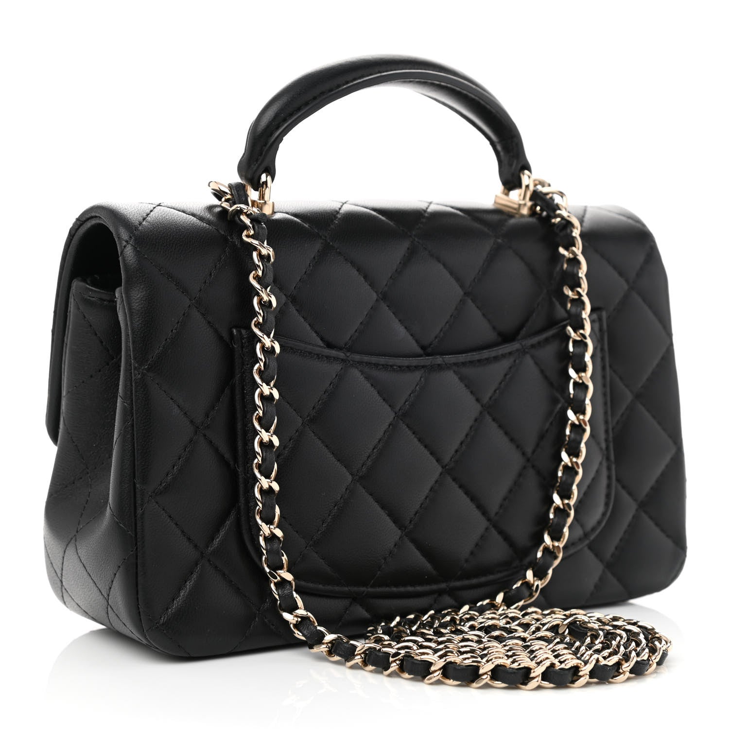 Chanel Lambskin Quilted Mini Top Handle Rectangular Flap Black 3 of 11
