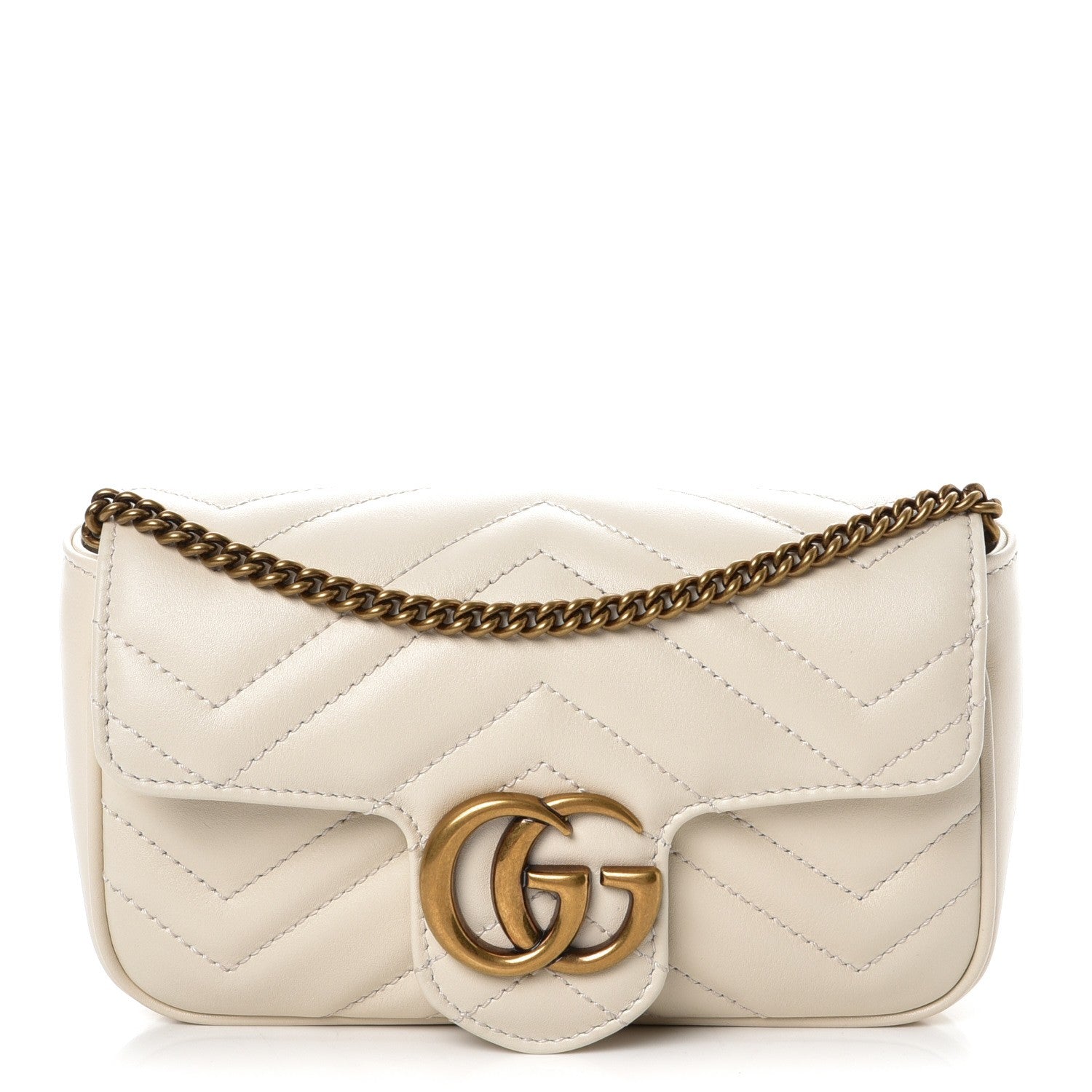 Gucci Calfskin Matelasse Super Mini GG Marmont Shoulder Bag White 1 of 9