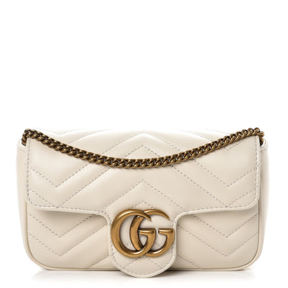 Gucci Calfskin Matelasse Super Mini GG Marmont Shoulder Bag White 1 of 9