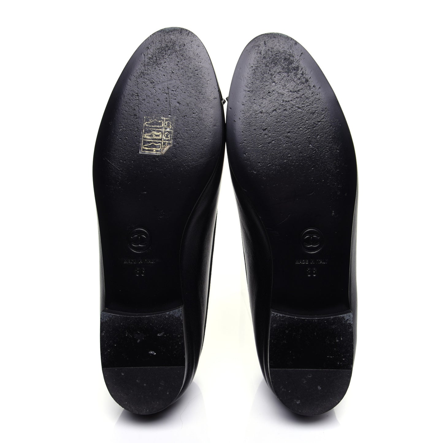 Lambskin Patent Calfskin CC Cap Toe Ballerina Flats 36 Black