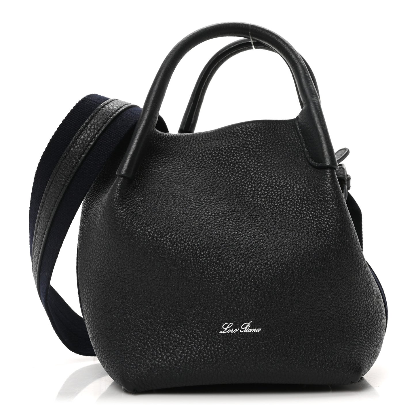 Grained Calfskin Micro Bale Bag Navy Blue