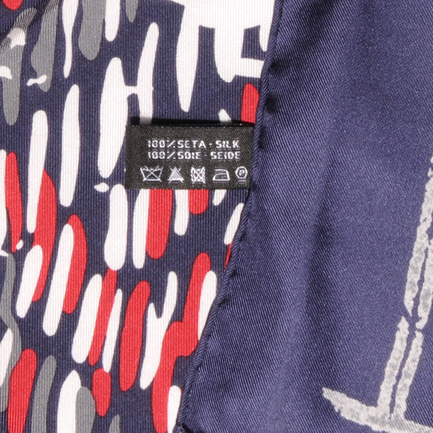 Chanel Silk CC Thistle Scarf Blue Red 5 of 5