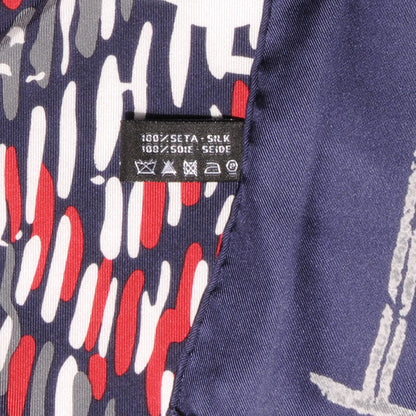 Chanel Silk CC Thistle Scarf Blue Red 5 of 5