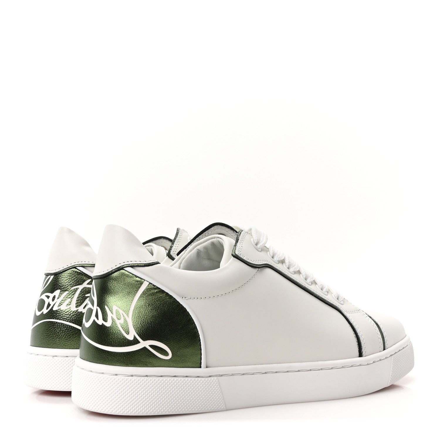 Christian Louboutin Calfskin Laminated Nappa Womens Fun Vieira Flat Sneakers 36.5 White Vertlaine 5 of 9