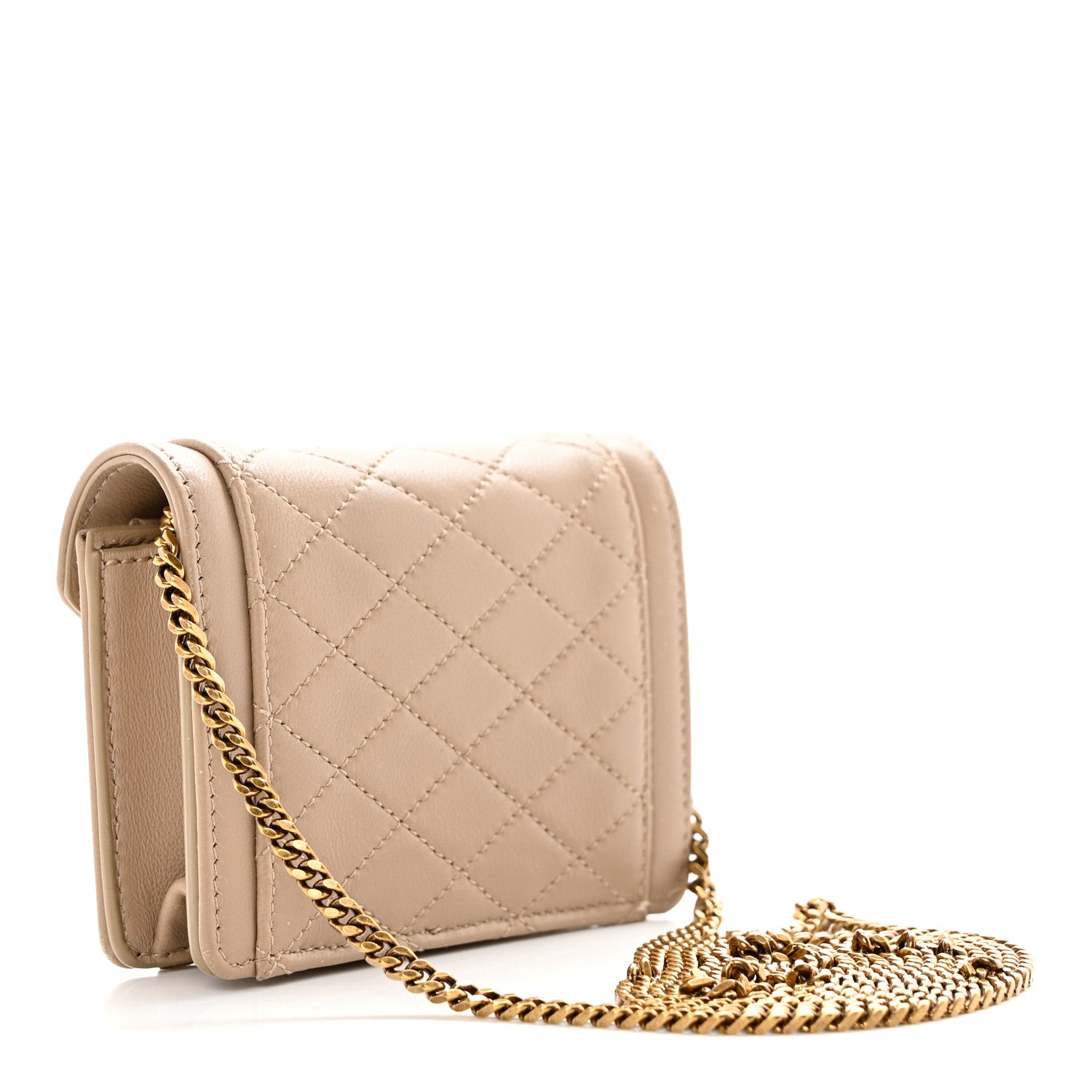 Saint Laurent Lambskin Quilted Monogram Micro Gaby Crossbody Bag Beige 3 of 18