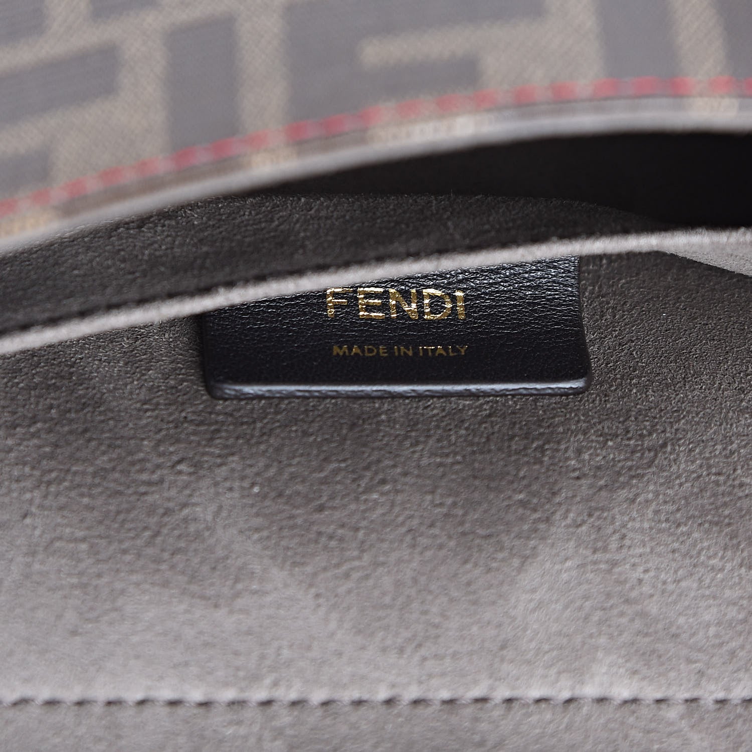 Fendi Vitello Grace Glazed Fabric FF 1974 Double F Shoulder Bag Fragola Mogano Panna 7 of 11