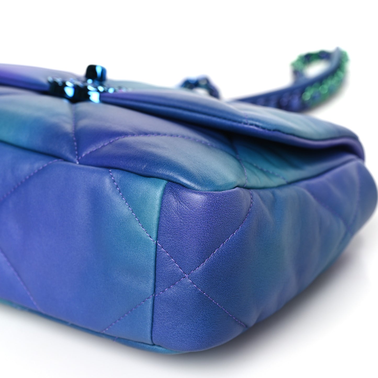 Tie Dye Calfskin Quilted Medium Chanel 19 Flap Blue Purple