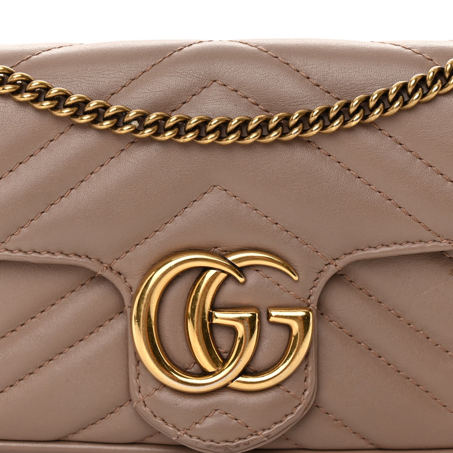 Gucci Calfskin Matelasse Super Mini GG Marmont Shoulder Bag Porcelain Rose 8 of 11