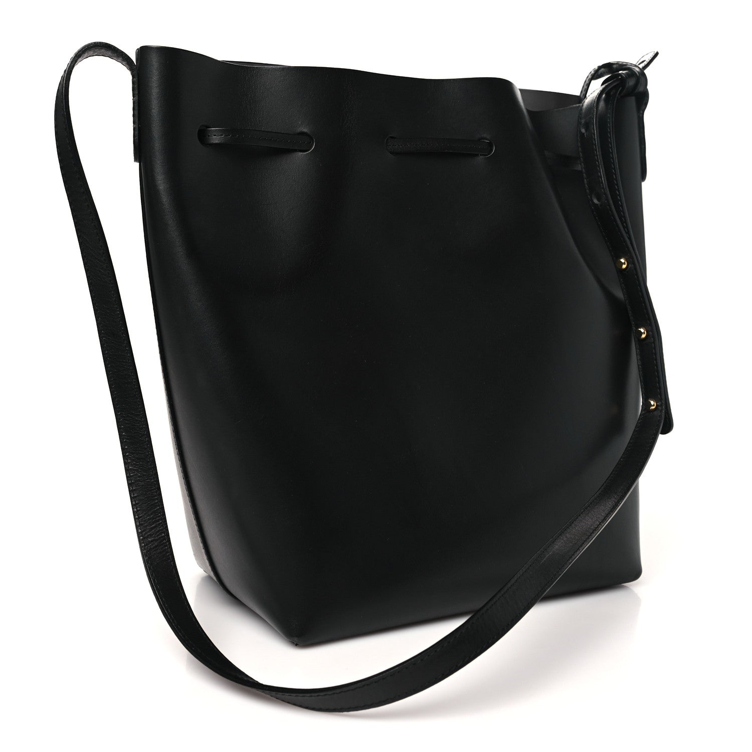 Mansur Gavriel Vegetable Tanned Calfskin Bucket Bag Black Royal 4 of 10