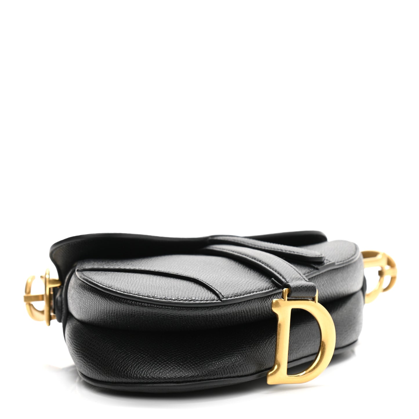 Grained Calfskin Mini Saddle Bag Black