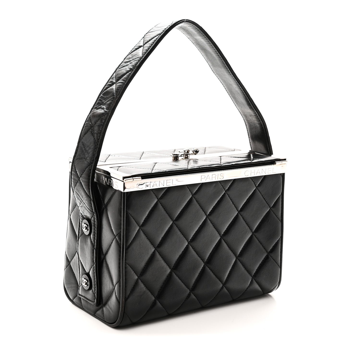 Lambskin Quilted Box Bag Black