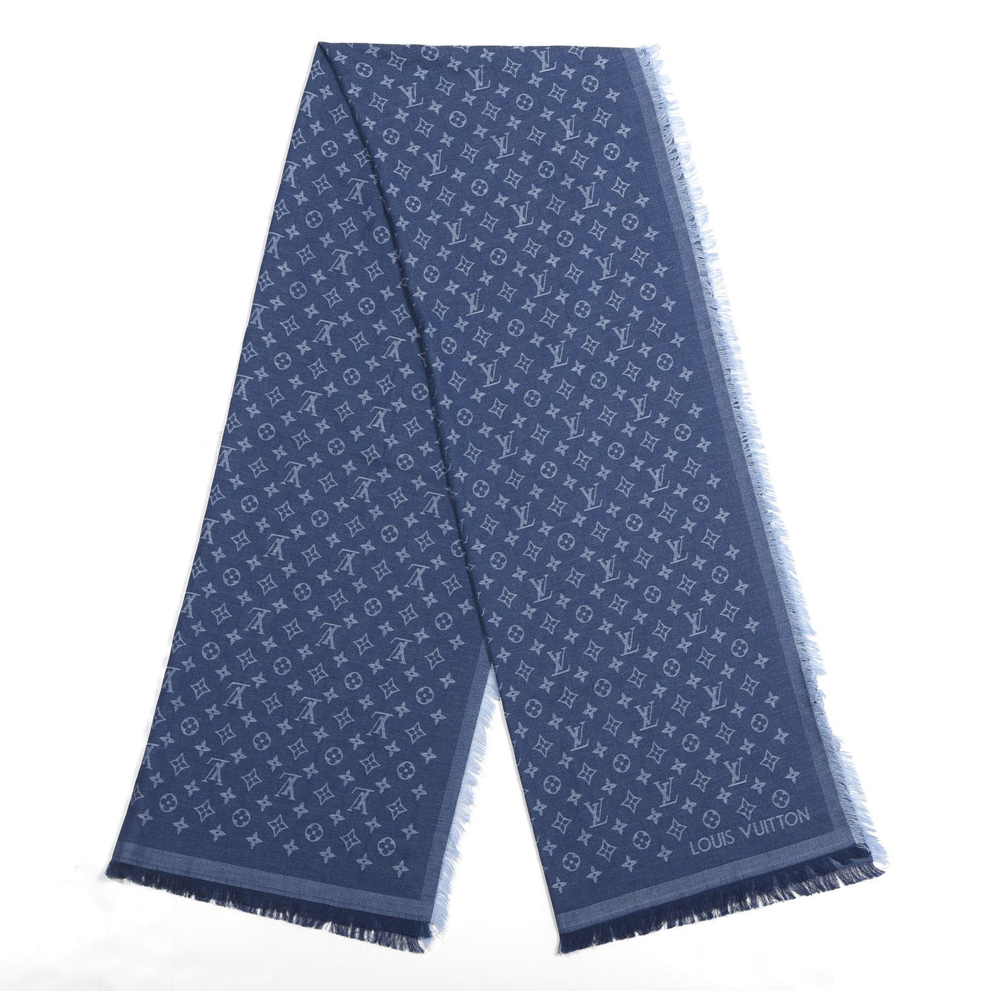 Cotton Monogram Essential Stole Blue