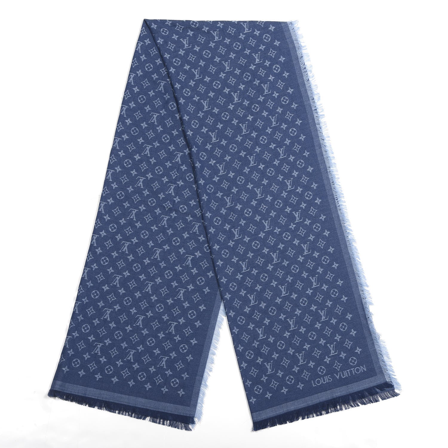 Louis Vuitton Cotton Monogram Essential Stole Blue 2 of 4