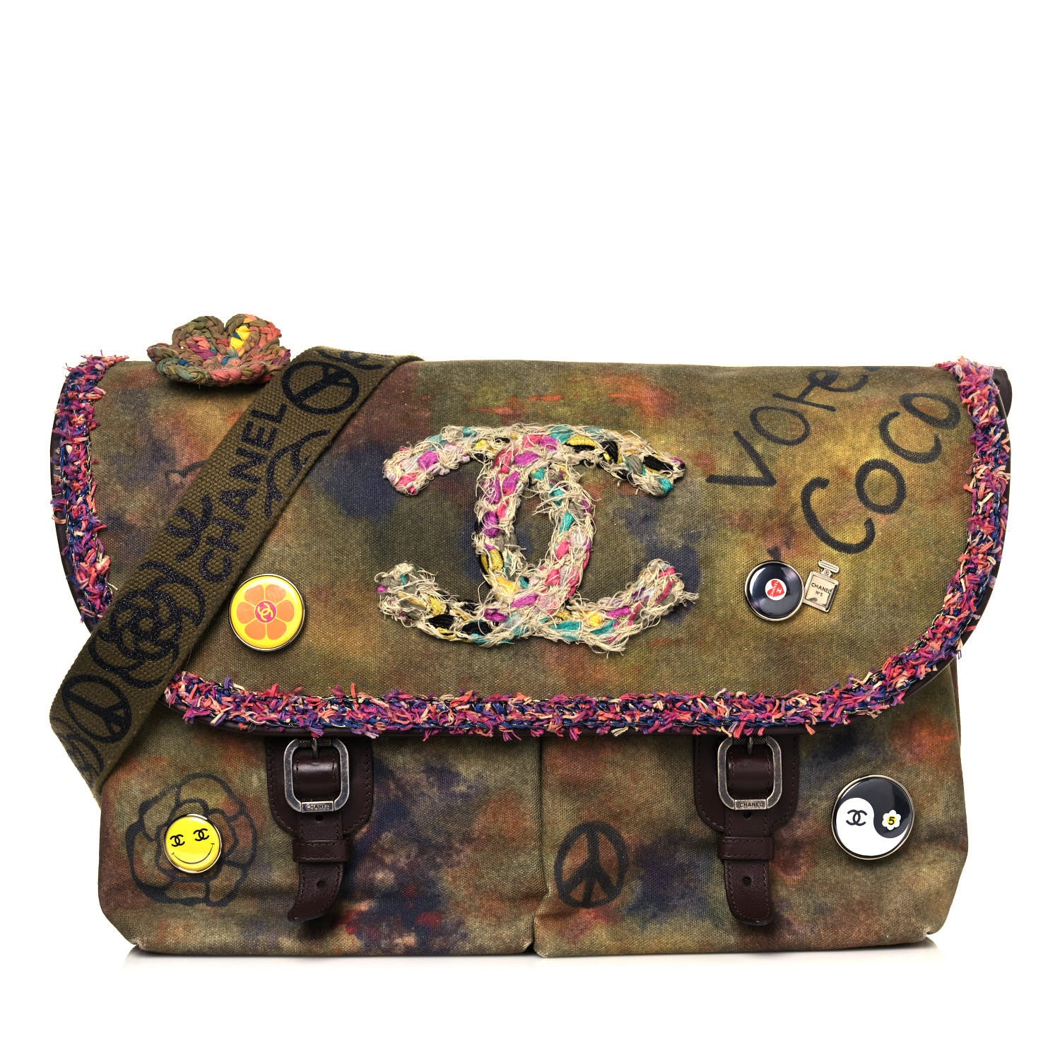 Chanel Washed Toile Large Graffiti On The Pavements Messenger Khaki Multicolor 1 of 19