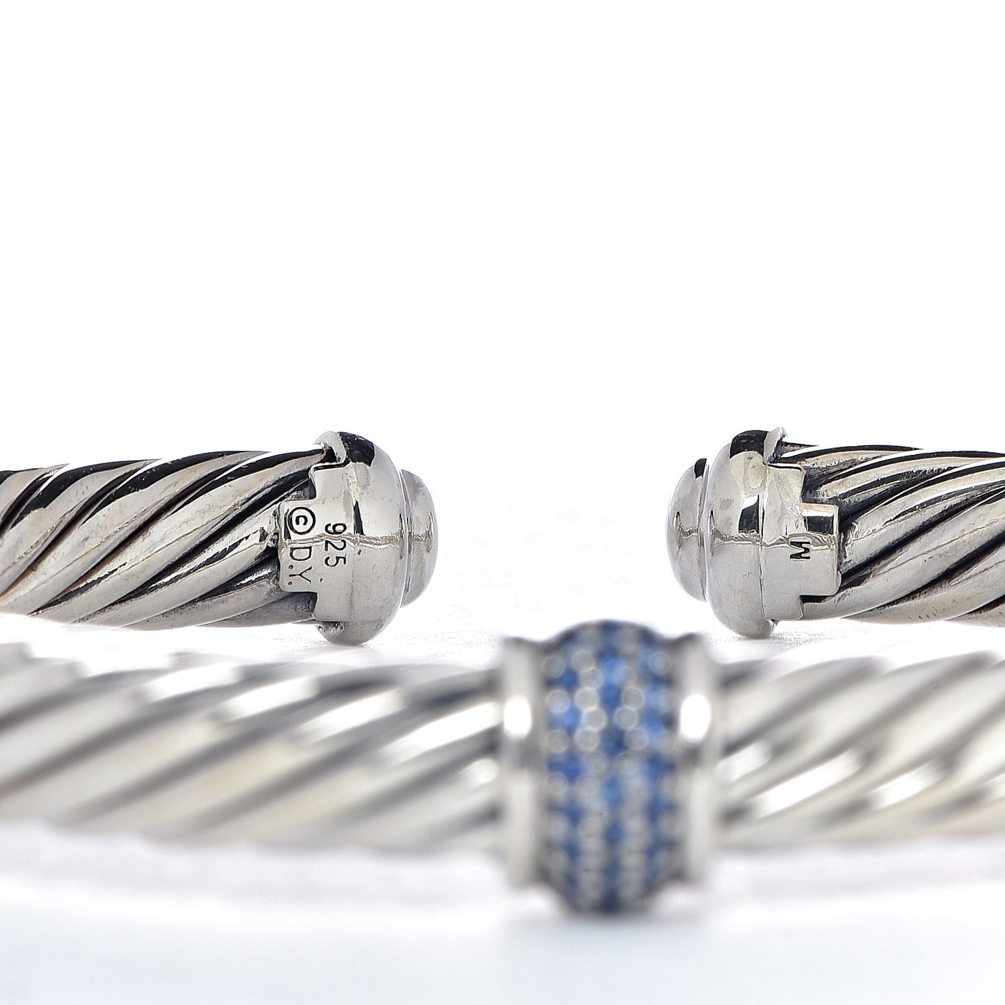 Sterling Silver Blue Sapphire 7mm Cable Classics Station Bracelet