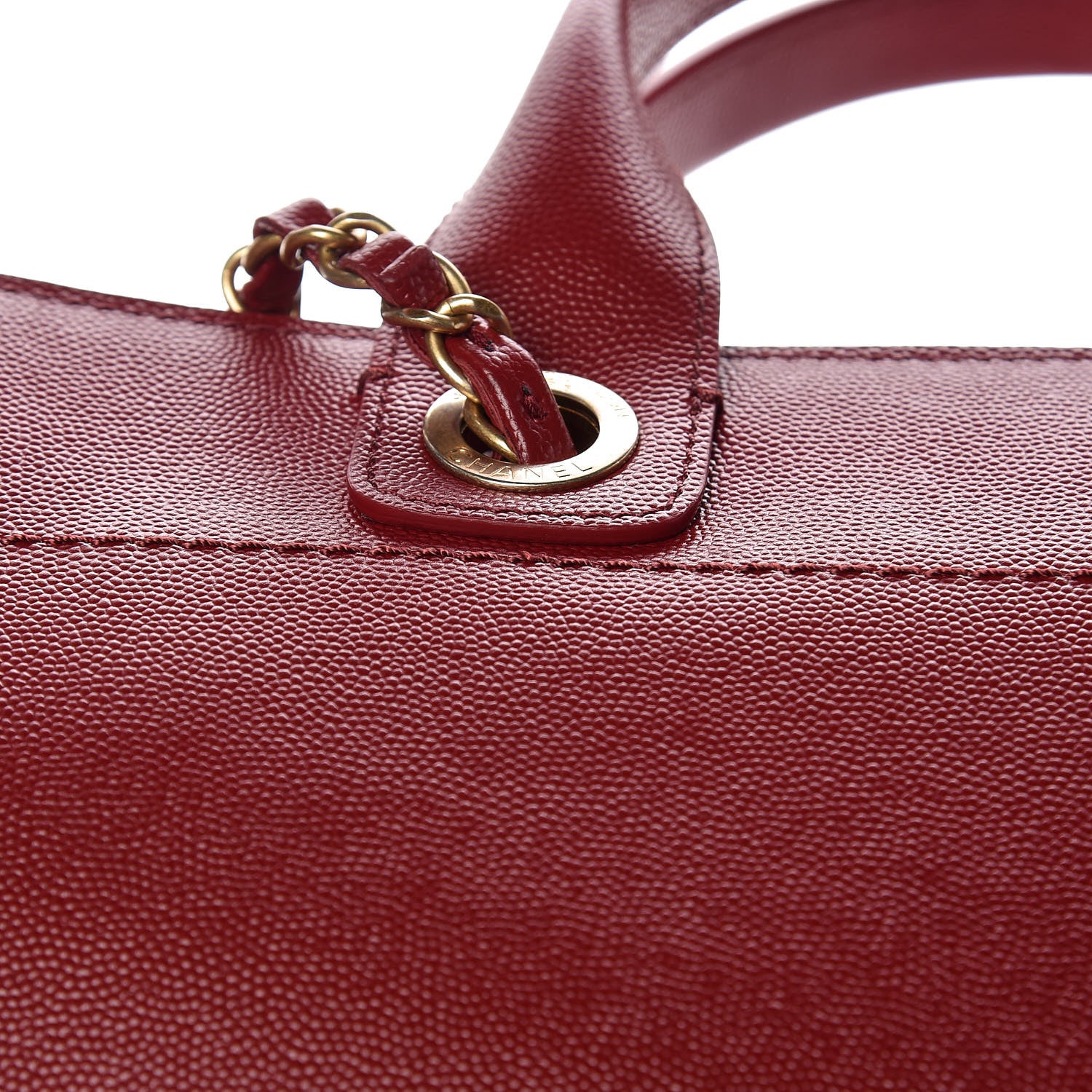 Chanel Caviar Small Studded Deauville Tote Red 10 of 11