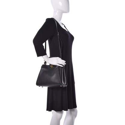 Fendi Vitello Tahiti Burro Medium Peekaboo Iconic Essentially Satchel Black Corda 2 of 11