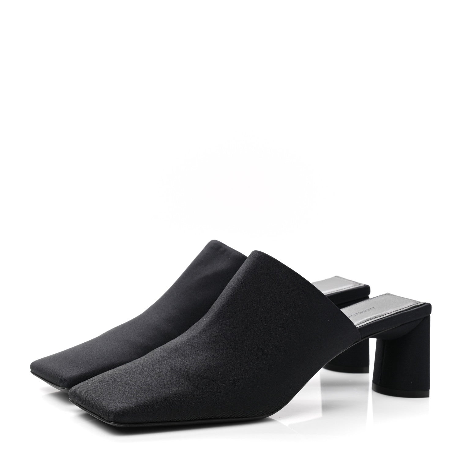 Balenciaga Satin Square Mule Heel Sandals 39 Black 3 of 10