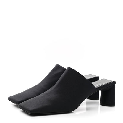 Balenciaga Satin Square Mule Heel Sandals 39 Black 3 of 10