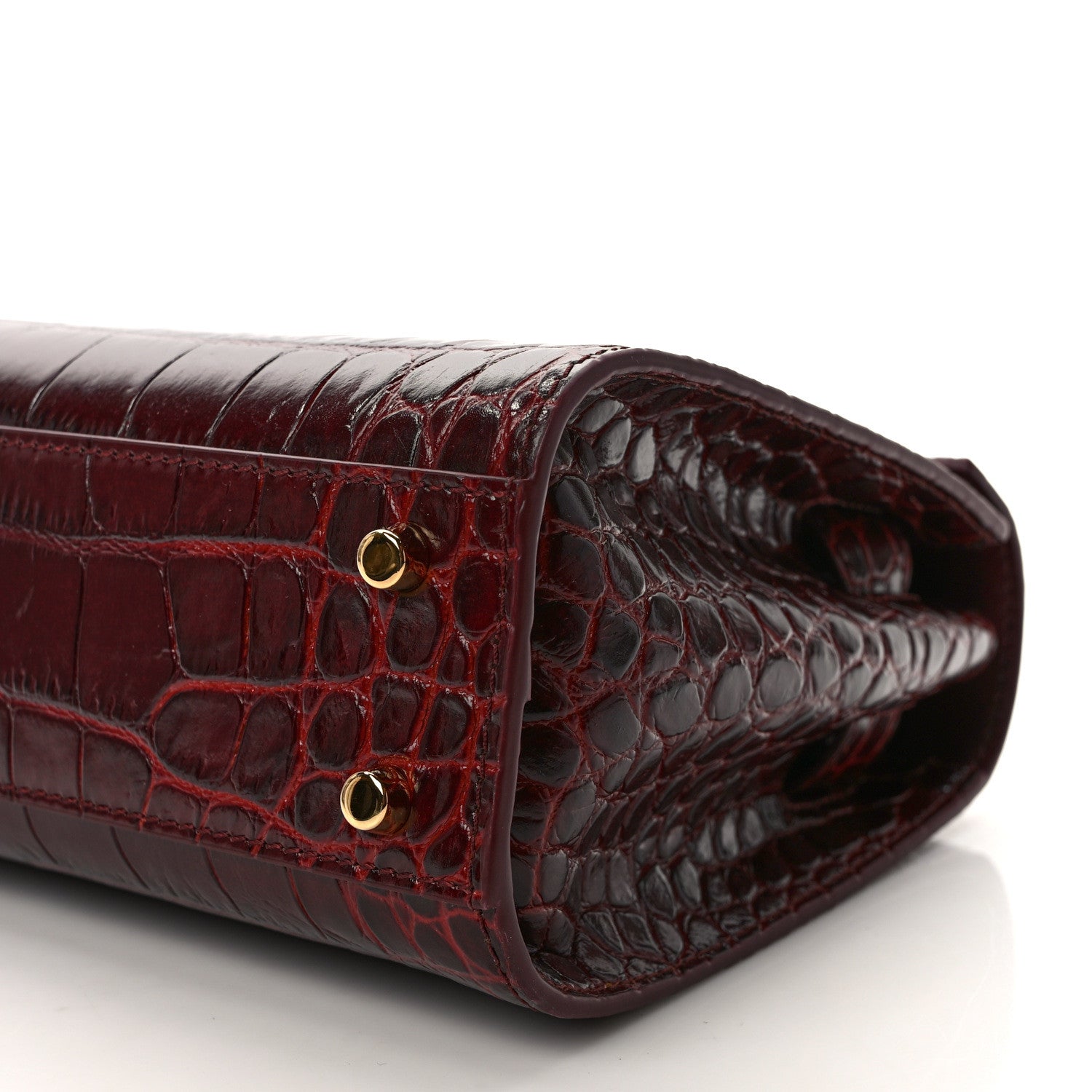 Versace Calfskin Crocodile Embossed Small Medusa '95 Top Handle Bag Burgundy 8 of 8