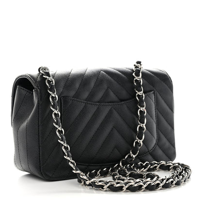 Chanel Caviar Chevron Quilted Mini Rectangular Flap Black 3 of 10