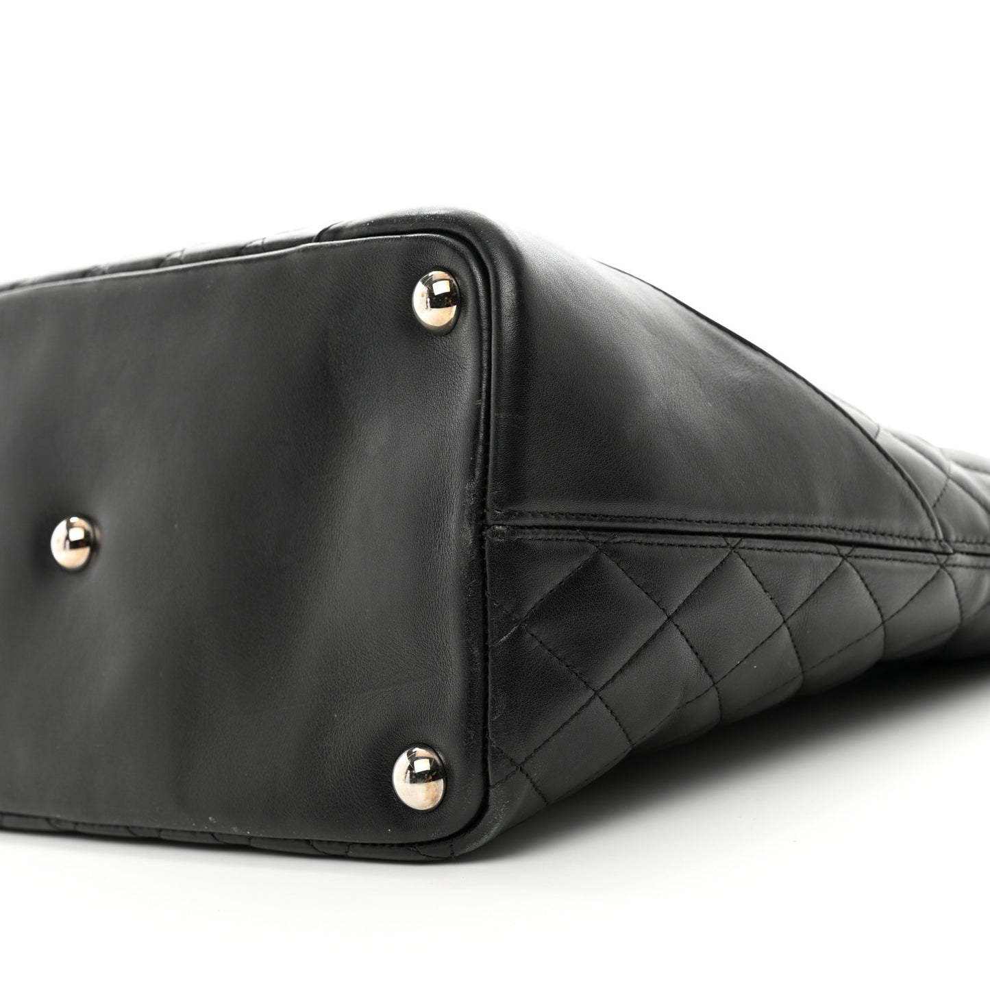 Calfskin Quilted Large Cambon Tote Black