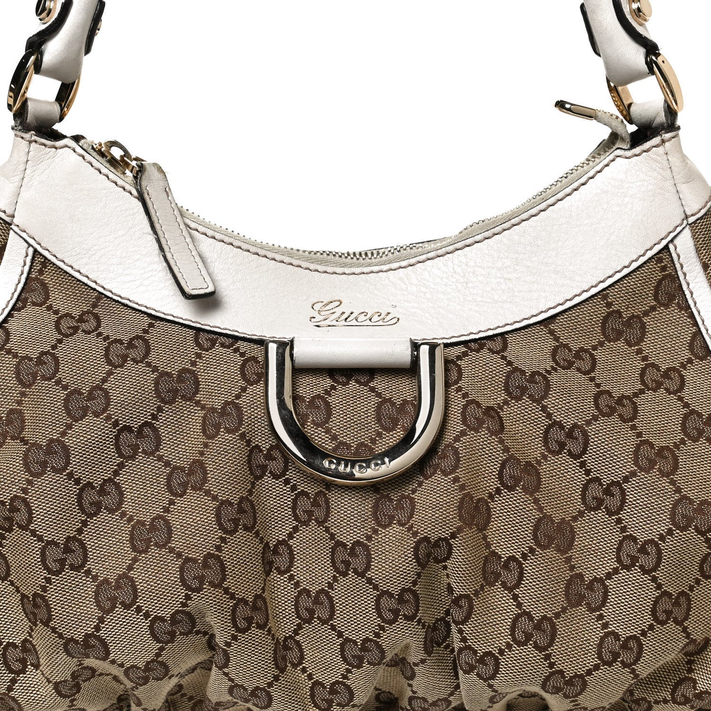 Monogram Medium D Gold Ring Hobo White