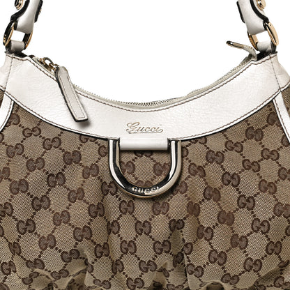 Gucci Monogram Medium D Gold Ring Hobo White 9 of 11