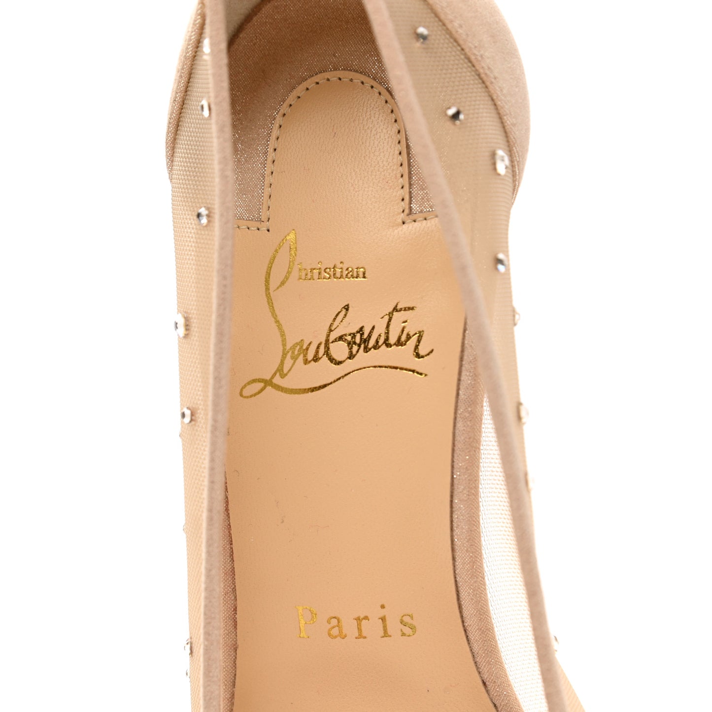 Suede Lame Crystal Strass Follies 70 Pumps 36.5 Light Silk