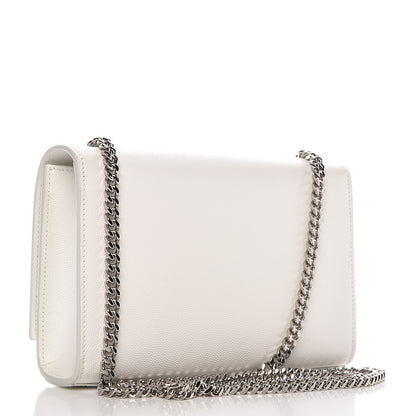 Saint Laurent Grain De Poudre Small Monogram Kate Satchel Optical White 3 of 7