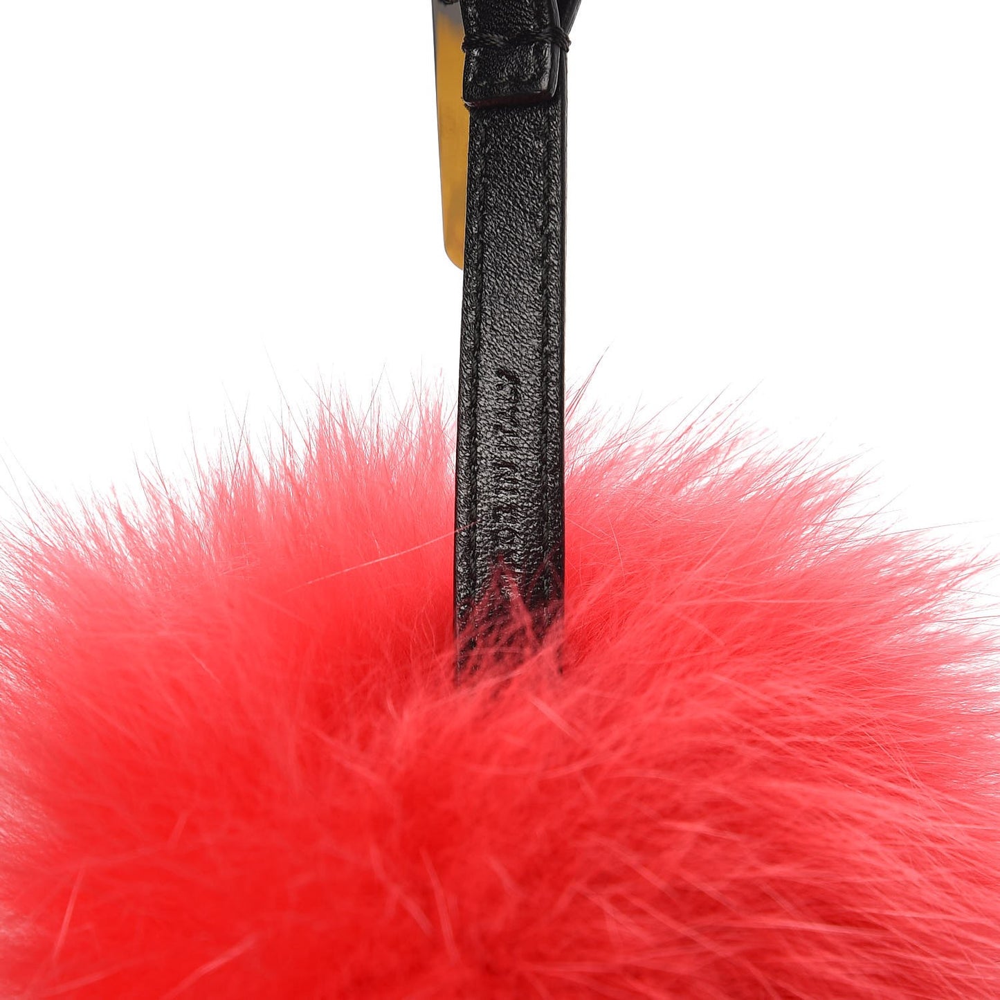Fox Fur Shiny Nappa Rainbow Pom Pom Bag Charm Rosso Multicolor Black