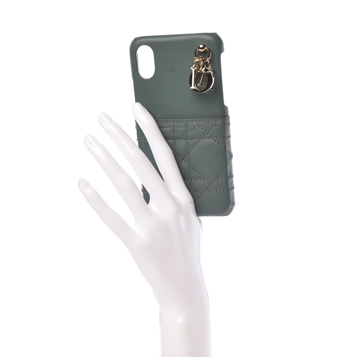 Christian Dior Lambskin Cannage Lady Dior Tech iPhone X XS Case Green 2 of 9