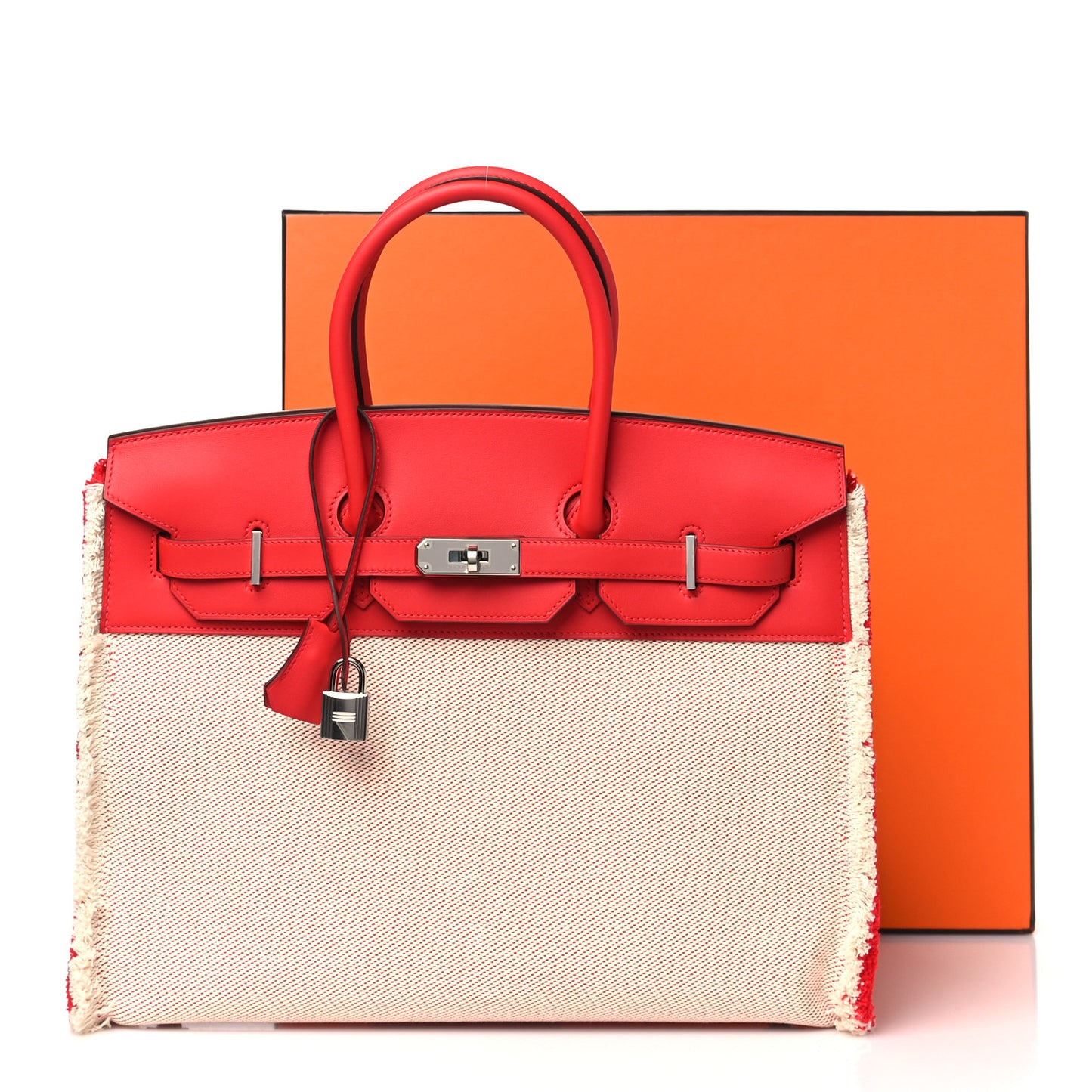 Swift Twill H Fray Fray Birkin 35 Rouge de Coeur Ecru