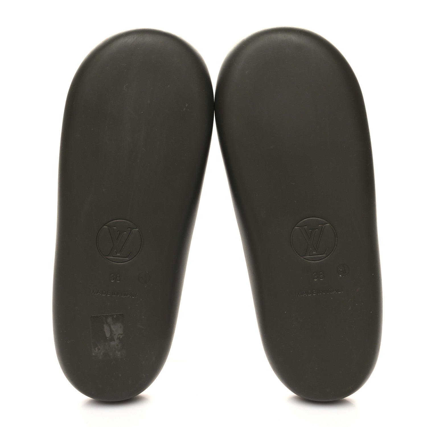 Louis Vuitton Matte Rubber Monogram Embossed Sunbath Slide Sandals 38 Khaki 5 of 7