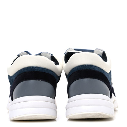 Chanel Nylon Calfskin Suede CC Womens Sneakers 40 Navy White Orange 6 of 10