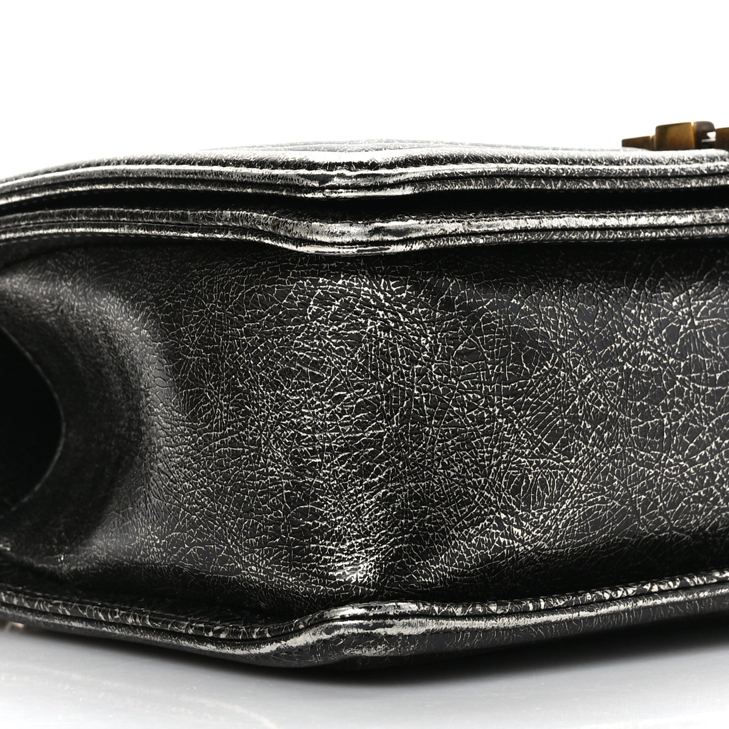 Chanel Cracked Metallic Calfskin Quilted Medium Boy Flap Dark Silver 8 of 9