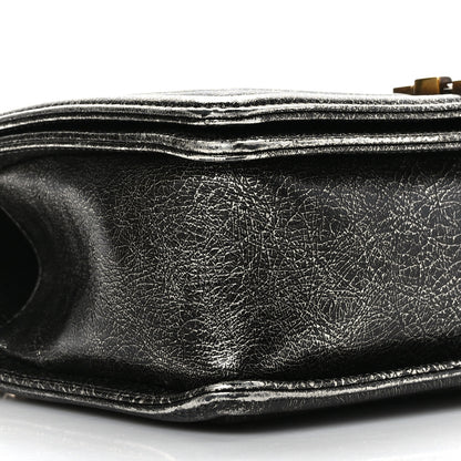 Chanel Cracked Metallic Calfskin Quilted Medium Boy Flap Dark Silver 8 of 9
