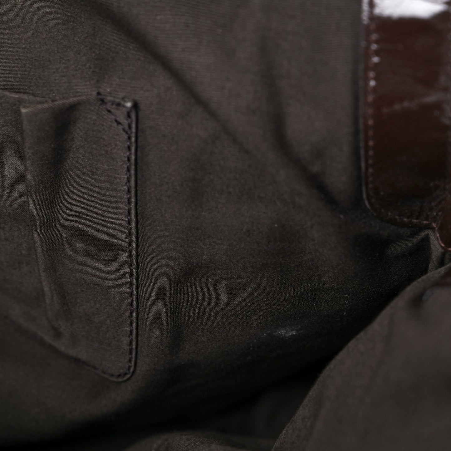 Patent Crocodile Embossed Tribute Tote Brown