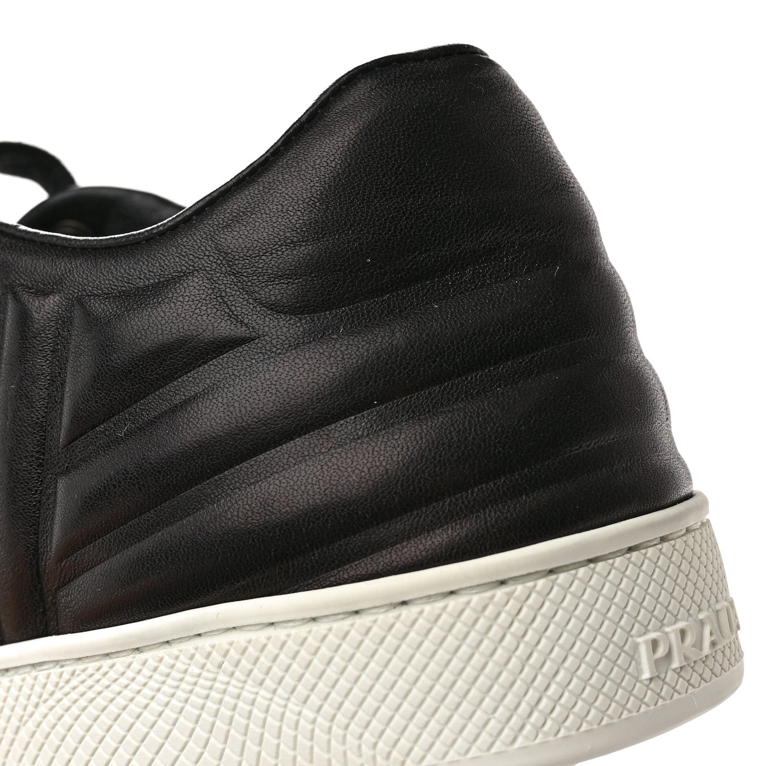 Prada Nappa Logo Embossed Womens Low Top Sneakers 39.5 Black White 9 of 10