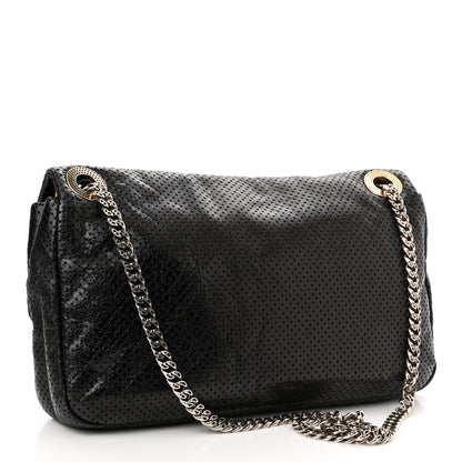 Chanel Metallic Crackled Calfskin Large Perforated Drill Flap Black 3 of 10