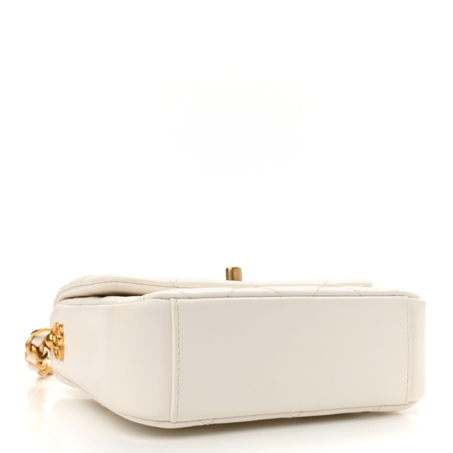 Lambskin Quilted Mini Side Note Flap White