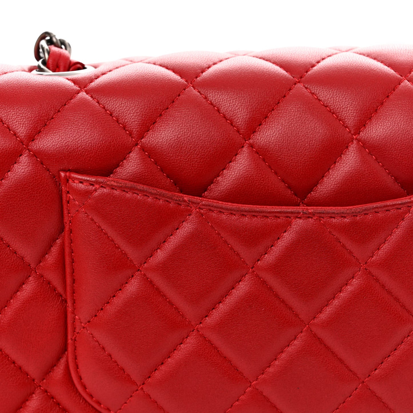 Lambskin Quilted Mini Rectangular Flap Red