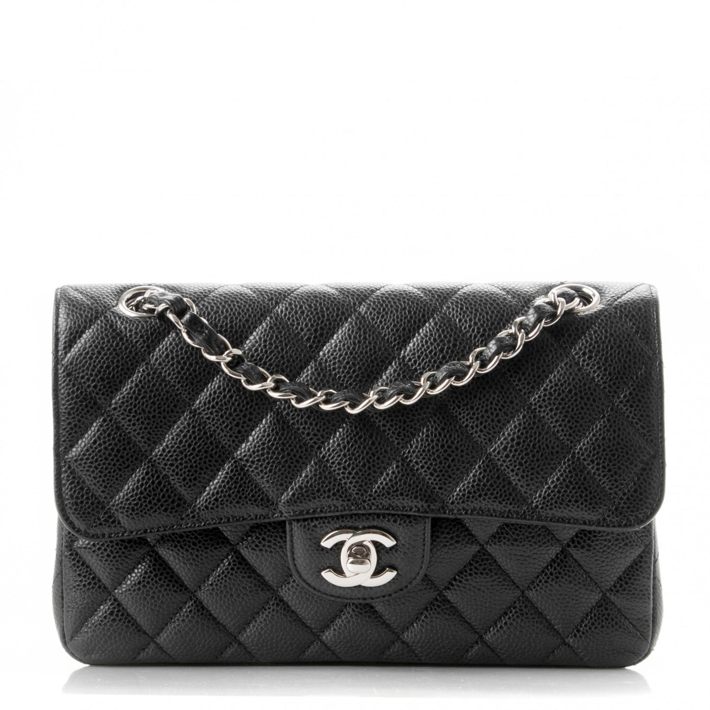 Caviar Quilted Small Double Flap Black