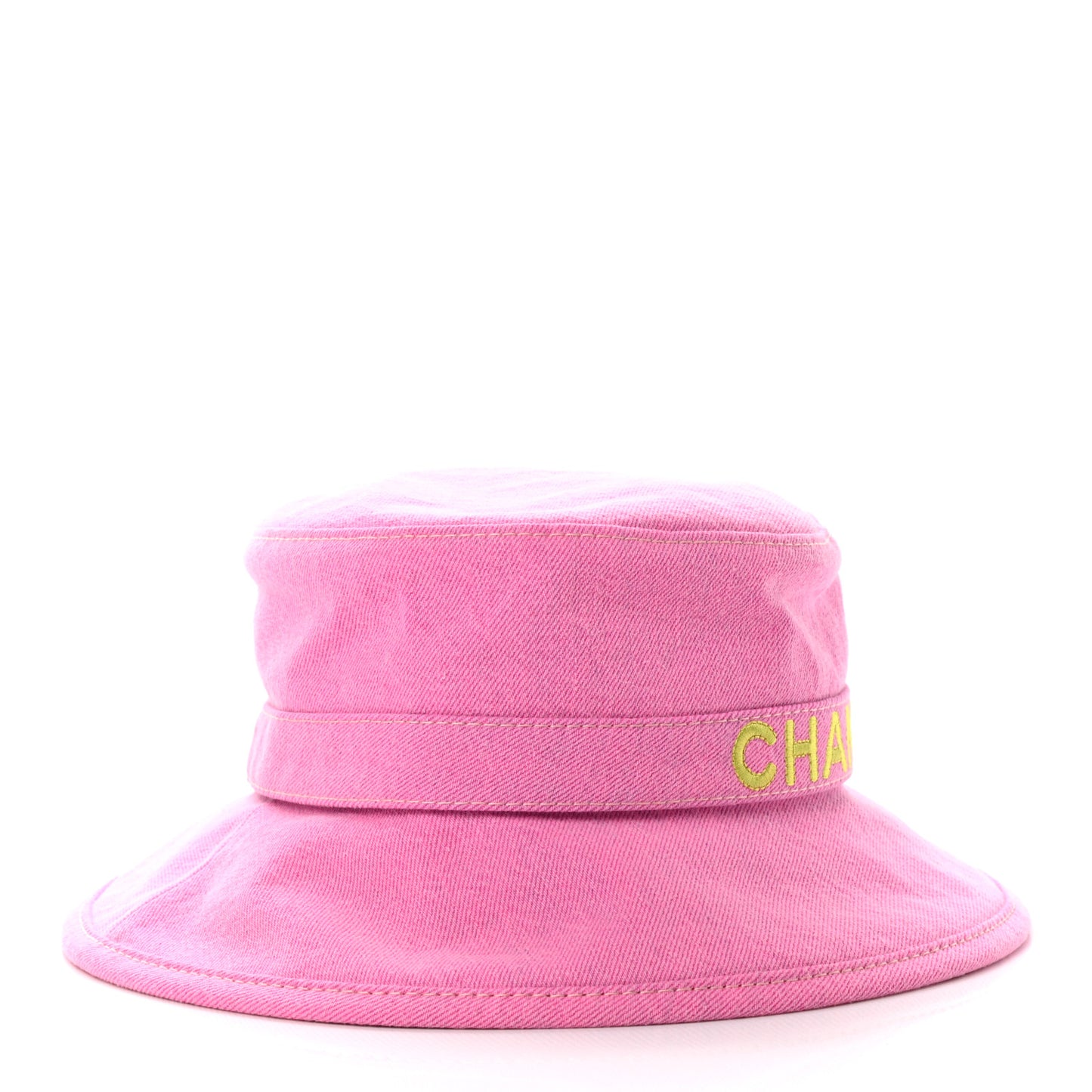 Denim Logo Bucket Hat Pink Yellow
