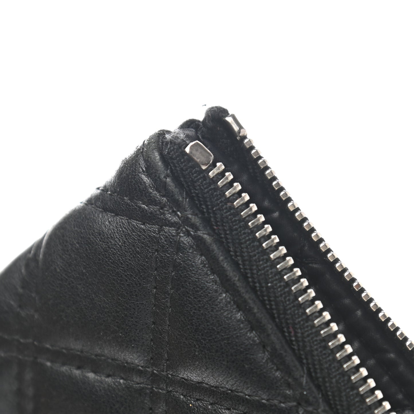 Lambskin Double Stitch Quilted Cosmetic Case Black