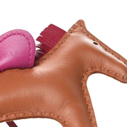 Hermes Milo Lambskin Grigri Rodeo Horse Bag Charm PM Gold Rubis Rose Poupre 4 of 5