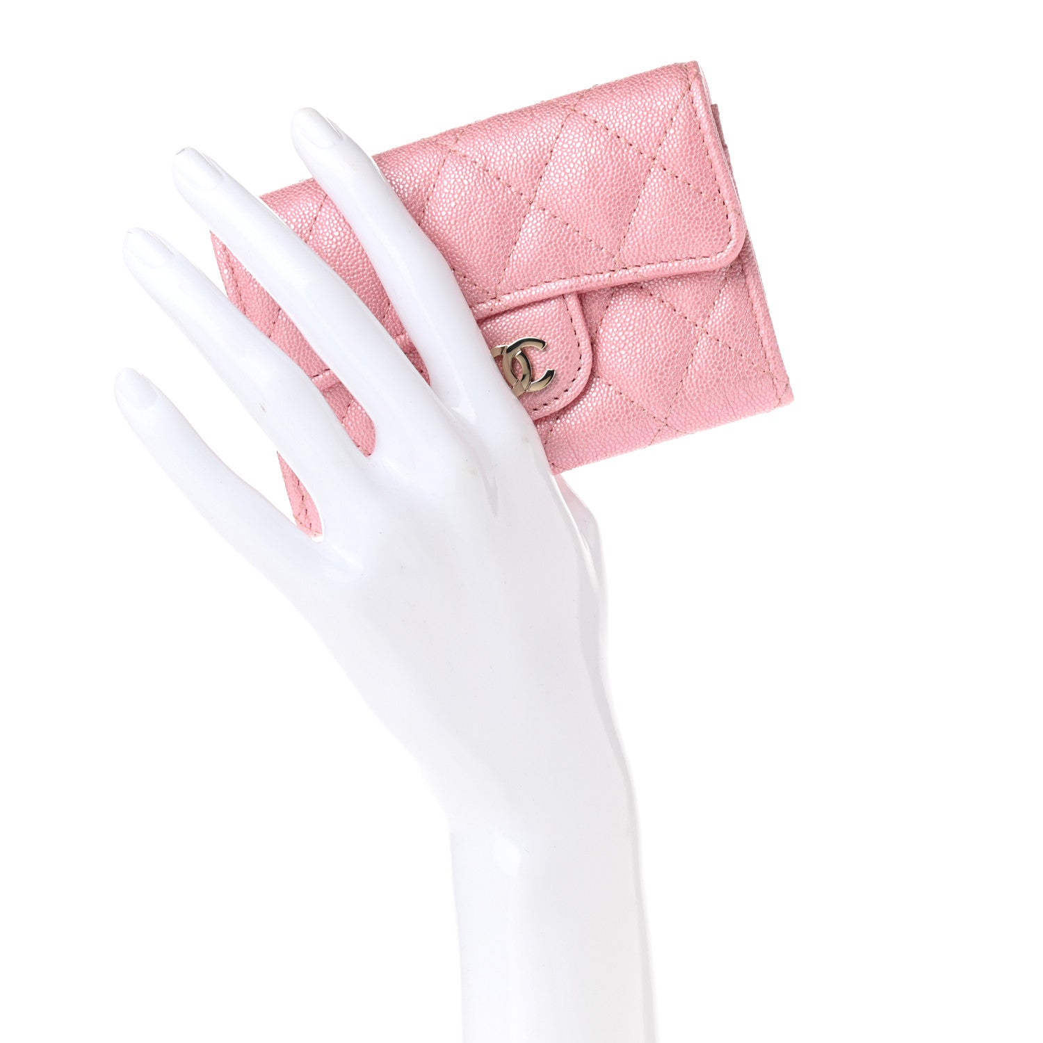 Chanel Iridescent Caviar Quilted Flap Card Holder Rose Pink 2 of 9